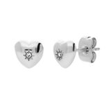 Lucardi Dames Stainless steel oorknoppen hart met kristal voor dames - Oorbellen - Staal - Zilverkleurig