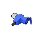 cartrend Explorer CEE haakse koppeling 3-polig & geaard stopcontact met klapdeksel, voor camping, caravans, campers, bescherming tegen vocht, IP44, geschikt voor leidingen tot 3 x 2,5 mm², blauw