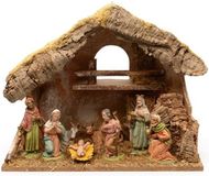 Decoris Kerststal - inclusief 8 beelden - 38 x 18 x 29 cm - Kerststal met kerstbeeldjes