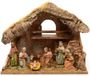 Decoris Kerststal - inclusief 8 beelden - 38 x 18 x 29 cm - Kerststal met kerstbeeldjes