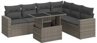 vidaXL 7-delige dining loungeset met kussens, polyrattan, grijs