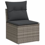 vidaXL 9-delige Loungeset met kussens, polyrattan, grijs