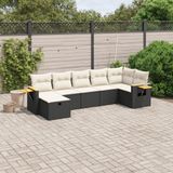Maison Exclusive - Ensemble de meubles de jardin 7 pièces avec canapé et coussins, noir, en polyrotin
