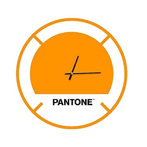 Pantone by Homemania Homemania Wandklok Drive in - Wanddecoratie, rond - voor woonkamer, keuken, kantoor - oranje, wit, zwart, metaal, 40 x 0,15 x 40 cm