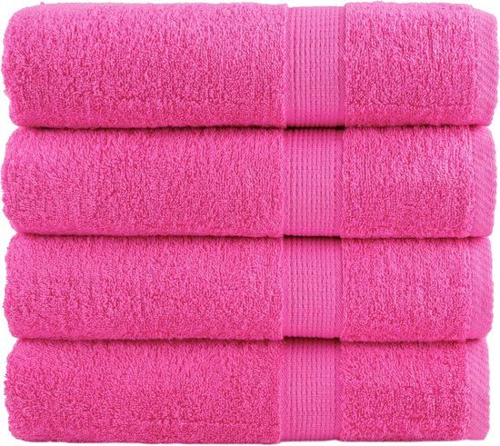 vidaXL Badhanddoeken SOLUND - 4 stuks - 100x150 cm - Katoen - Roze - 600 g/m²