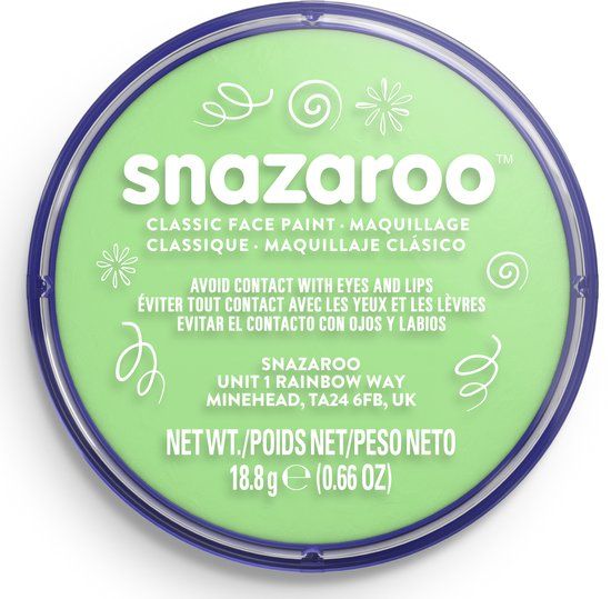 Snazaroo 1118400 - Light Green - 18ml Aqua Schmink & Kinderschmink voor Kinderen en Volwassenen