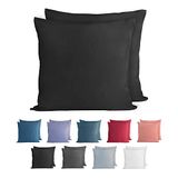 Komfortec Set van 2 Premium Jersey Kussenslopen 40x40 cm - Superzachte Kussenhoes – 100% Katoen – 150 g/m² - Zwart