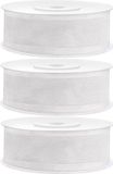 PartyDeco Hobby ruban mousseline - 3x - blanc - 2,5 cm/25 mm x 25 mètres