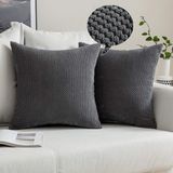 Ibenzoa® Set van 2 Donkergrijze Decoratieve Kussenhoezen 40x40cm
