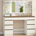 Mooier Kaptafel met spiegel - Make-up tafel - Verstelbare LED-verlichting - 108 x 140 cm - Wit-Bruin