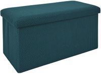 HOME DECO FACTORY Poef/hocker Atome - opvouwbaar - stof - opbergbox - petrol blauw - 76 x 38 x 38 cm