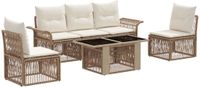 vidaXL Tuinbank Set 6 st Beige en Crème Wit poly rattan