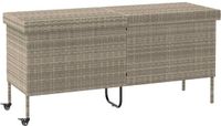 vidaXL Tuinbox met wielen 160x55x75 cm poly rattan lichtgrijs