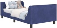vidaXL Kinderbedframe met hoofdbord Politieblauw 90 x 200 cm