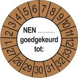 Merkloos / Sans marque Keuringsstickers NEN Goedgekeurd tot 2027 | 50 stuks, Ø 35 mm | Buiten Bruin