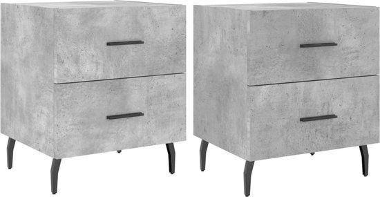 vidaXL Nachtkastjes 2 stuks 40x35x47,5 cm bewerkt hout betongrijs