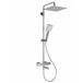 Douche de pluie carrée 10" - Mitigeur bain/douche thermostatique - Sécurité anti-brûlure 38°C - Acier inoxydable 304 - Douchette à main 5 fonctions - Hauteur réglable - Finition chromée