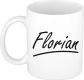 Bellatio Decorations Florian Naam koffiemok - beker - met sierlijke letters - wit
