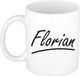 Bellatio Decorations Florian Naam koffiemok - beker - met sierlijke letters - wit