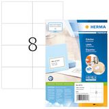 HERMA 4470 Universele etiketten A4 groot (105 x 74 mm, 100 velle, papier, mat) zelfklevend, bedrukbaar, permanent duidelijke adreslabels, 800 etiketten voor printer, wit