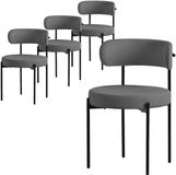 ML-Design Eetkamerstoel set van 4 met teddy stof met rugleuning grijs Keukenstoel