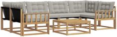 vidaXL - Ensemble de salon d'angle - 6 places assises - Blanc et gris clair - Acacia bois