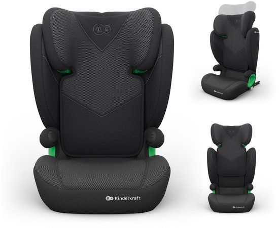 Kinderkraft JUNIOR FIX 2 PLUS Autostoeltje - 100-150 cm ISOFIX bevestiging Verstelbare hoofdsteun AIR FLOW bekleding - Zwart