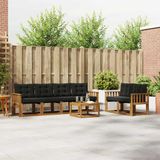 vidaXL - Bank loungeset - 6 zitplaatsen - Acacia hout - Naturel en zwart
