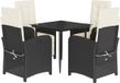 vidaXL Ensemble de jardin 5 pièces en poly rotin noir avec coussins