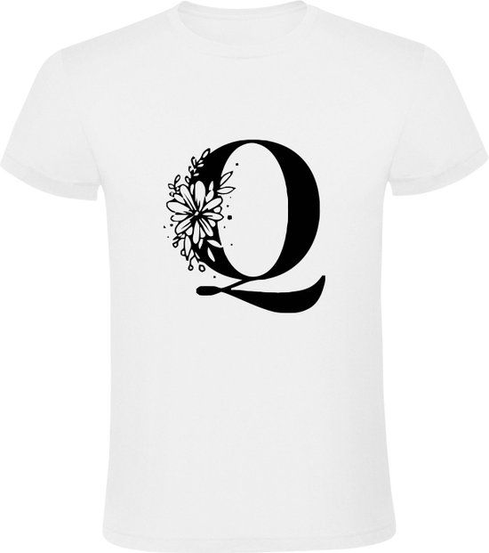 Letter Q Heren T-shirt - Wit - Maat S