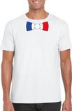 Bellatio Decorations Shoppartners Bv Wit t-shirt met Franse vlag strikje heren - Frankrijk supporter S