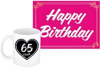 Bellatio Decorations Koffiemok 65 Jaar - Antraciet - Keramiek - 300ml