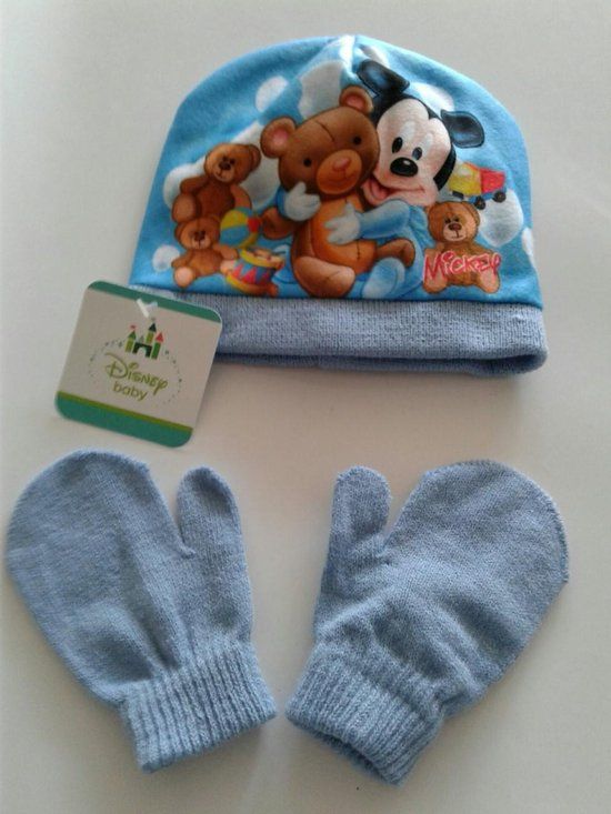 Disney Mickey Mouse Muts & Handschoenen - Maat 48 - Lichtblauw