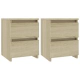 VidaXL Nachtkastjes 2 stuks 30x30x40 cm bewerkt hout sonoma eikenkleurig