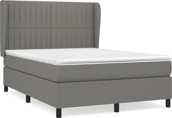 vidaXL Boxspring met matras stof donkergrijs 140x200 cm