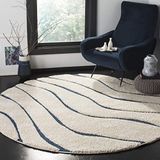 Safavieh Shag Collection 4' Round crème/blauw.