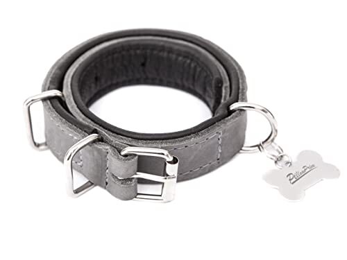 PillowPrim Hondenhalsband leer, halsband, leer, leren halsband hond, metalen gesp, 55 x 2,5 cm, as