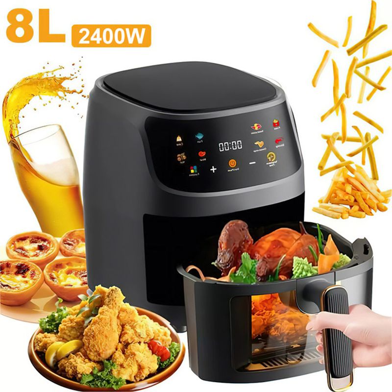 other 2400W 8l Grote Capaciteit Intelligent Lcd-Scherm Lucht Friteuse Oven Zonder Friteuse Friteuse Voor Frites En Raster Kip