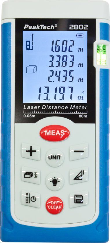 PeakTech 2802 Laser-afstandsmeter - 80 m - Oppervlakte/Volume