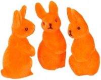 Merkloos / Sans marque Humbert Und Brandt Gmbh Kleine decoratie paashaasjes - oranje - 5 cm - set 3x stuks - polyester - Paasversiering / Paasdecoratie