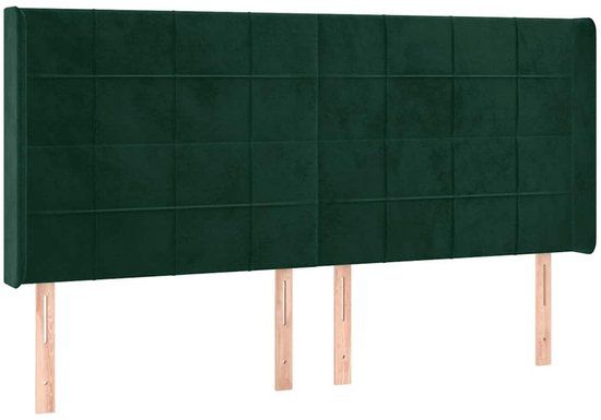 vidaXL Hoofdbord met randen fluweel donkergroen 183x16x118/128 cm