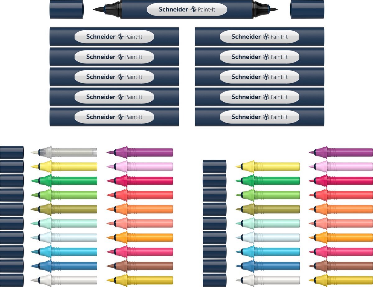 Schneider Schrijfwaren Schneider Twinmarker set - Paint-It 040 - 20 kleuren + 6 houders + blender - S-ML04010902