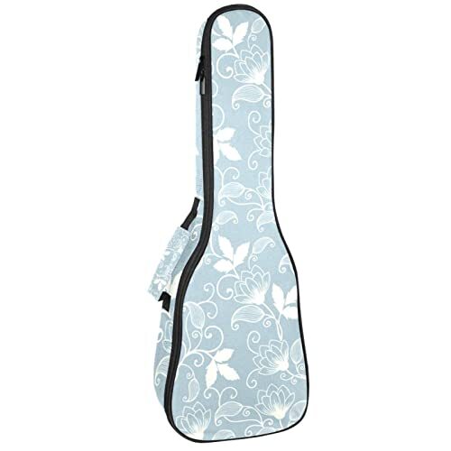 Mersov Concert Ukelele Rugzak, Heavy Duty Ukulele Case Tas met Opslag, Sopraan Concert Tenor Ukelele 10 MM Gewatteerde Tas Licht Blauw Aquarel Bloemen