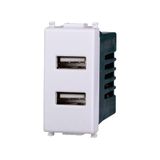 Elektronova Dual USB-bus type-A 5V 2.1A oplader wit compatibel Vimar Plana oplader 2402