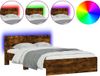 vidaXL Bedframe met hoofdeinde en LED, gerookt eiken, 120 x 200 cm