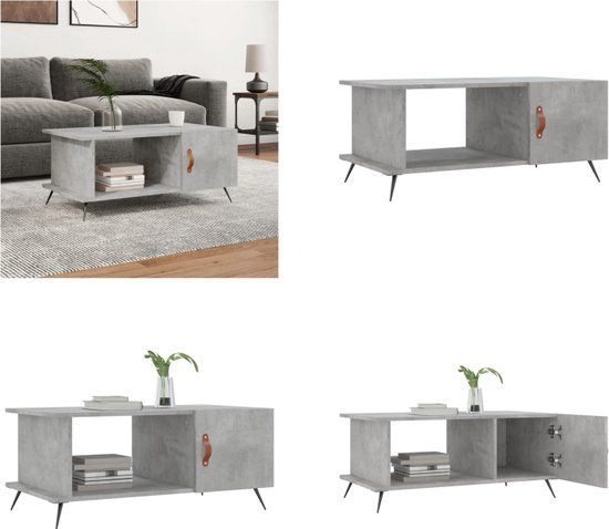 vidaXL Salontafel 90x50x40 cm Bewerkt Hout Betongrijs