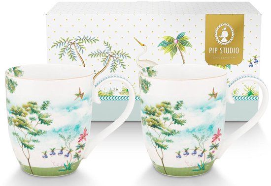 Pip Studio Jolie set/2 mok Heron 450ml - wit