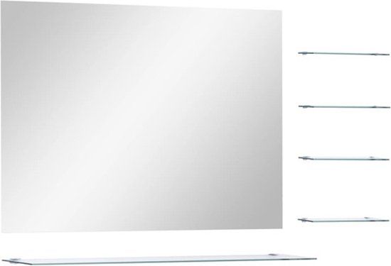 vidaXL Wandspiegel met 5 schappen 80x60 cm zilverkleurig