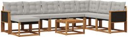 vidaXL - Ensemble de salon d'angle - 8 places assises - Bois d'acacia - Naturel et gris clair
