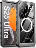 Selected by GSMpunt.nl SBG Outdoor Case Waterdicht Hoesje geschikt voor Samsung Galaxy S25 Ultra | Compatibel met MagSafe / Qi2 | Onderwater tot twee meter | Antislip greep | IP68-gecertificeerd | Transparant/Zwart